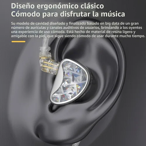 Vista 7 de KZ AS24 Monitores intrauditivos Auriculares HiFi con cable, versión de Controladores híbridos de 12BA, sintonizador dual, espuma viscoelástica