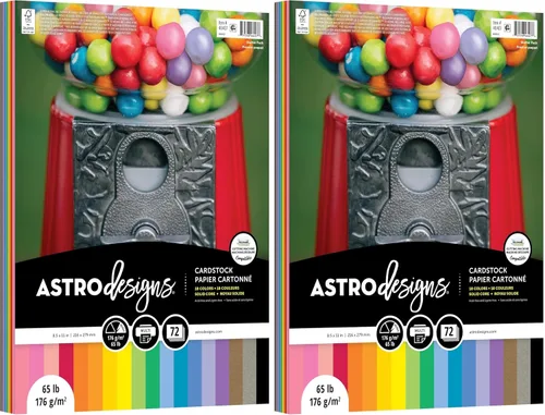 Vista 6 de Neenah Astrodesigns - Paquete de cartulina de 8.5 x 11 pulgadas, 72 unidades, 18 colores llamativos y vivos
