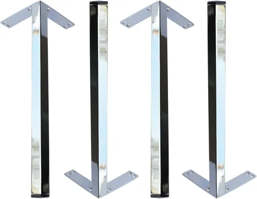 Vista 8 de Juego de 2 patas rectangulares de acero inoxidable de 16 pulgadas, patas de mesa de centro de metal resistente, patas de mesa de café, patas de mesa