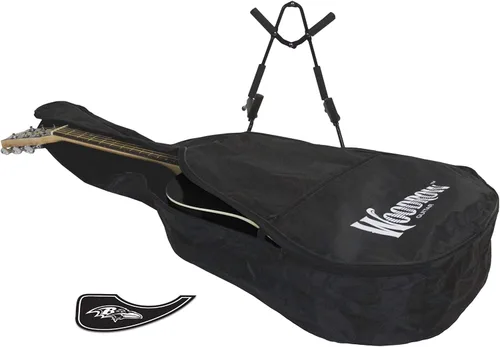 Vista 2 de Guitarra acústica de la NFL, juego de guitarra acústica de madera, incluye golpeador, soporte de guitarra y bolsa de guitarra, ideal para adultos