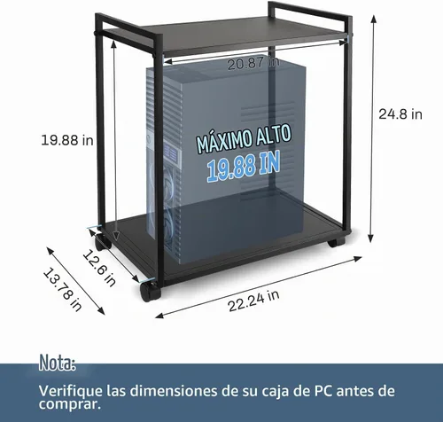 Vista 2 de Liitrton Soporte de torre para computadora, soporte de PC de 2 niveles con ruedas bloqueables, soporte para CPU debajo del escritorio para oficina