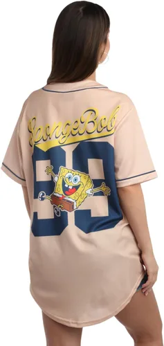 Vista 4 de Nickelodeon Camiseta de béisbol de Bob Esponja para mujer, camisa de uniforme de moda, camiseta con botones para mujer, S-L
