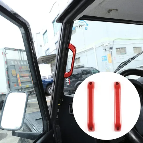 Vista 9 de Manija de agarre de puerta interior aleación de aluminio para Land Rover Defender 90 110 Interior A-Pillar Handle Accesorios de coche (rojo)