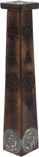 Vista 3 de DharmaObjects Madera Artesano Decoración Mesa Incienso Stick Holder Quemador Torre Soporte (Bendición)