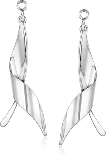 Vista 3 de Ross-Simons Chaquetas de aretes de gota trenzados de oro blanco de 14 quilates, Oro, no conocido