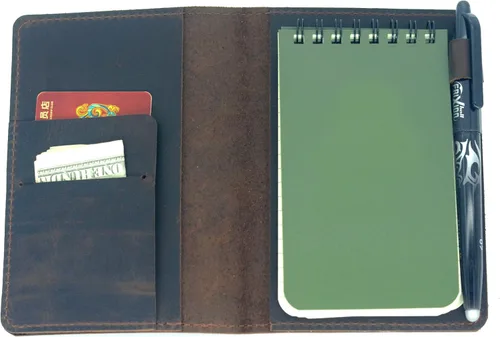 Vista 6 de JJNUSA Funda de cuero compatible con cuadernos Rite in the Rain en espiral, funda de cuero genuino envejecido para cuaderno encuadernado 3 x 5 Marrón