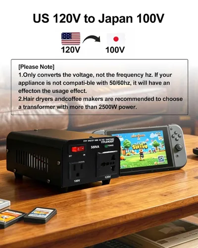 Vista 41 de 500W US al convertidor de voltaje de Japón 120V a 100V transformador reductor