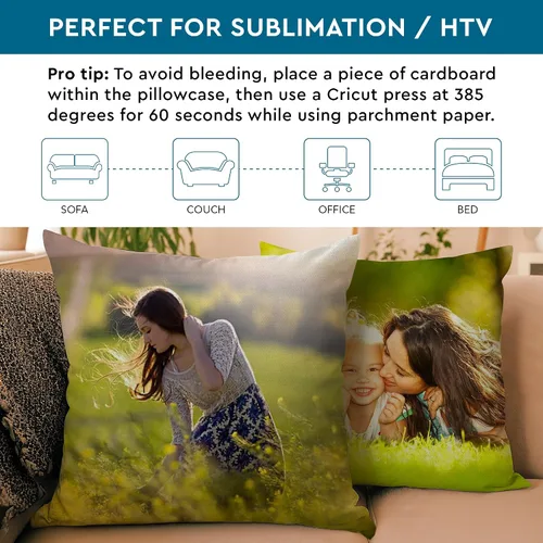 Vista 5 de Encasa XO Fundas de almohada de 16 x 16 pulgadas – Sublimación en blanco natural (paquete de 4) paquete con cremallera invisible – Fundas de cojín