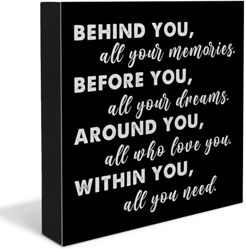Vista 15 de Letrero de madera para decoración de escritorio con texto en inglés "Graduate a Sweet Ending to a New Beginning", caja de madera rústica, decoración