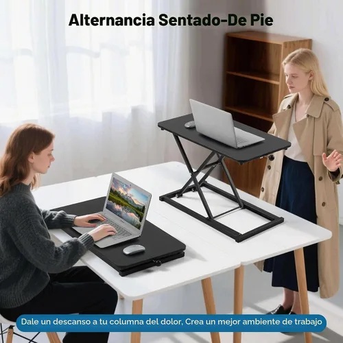 Vista 4 de Elevador de teclado con convertidor de escritorio de pie ajustable en Negro