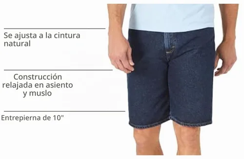 Vista 6 de Wrangler Authentics pantalones cortos de jean clásicos con cinco bolsillos de ajuste relajado para hombre Dark Rinse