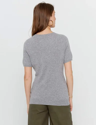 Vista 3 de State Cashmere Suéter de manga corta con cuello redondo 100% puro de cachemira clásico sin botones para mujer