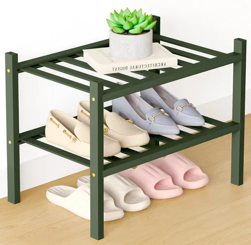 Vista 77 de Smiry Zapatero de bambú para armario, organizador de zapatos de madera de 3 niveles, estante apilable de almacenamiento de zapatos de madera