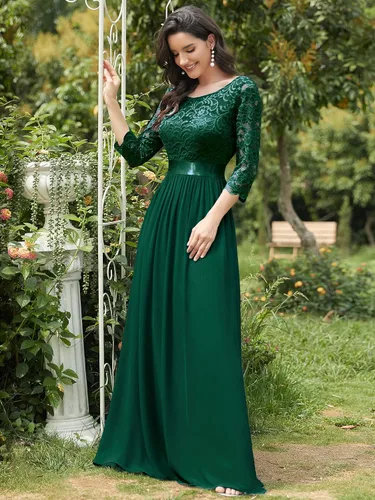 Vista 3 de Ever-Pretty - Vestido largo elegante para dama de honor, con cintura imperio, manga de 34, 07412