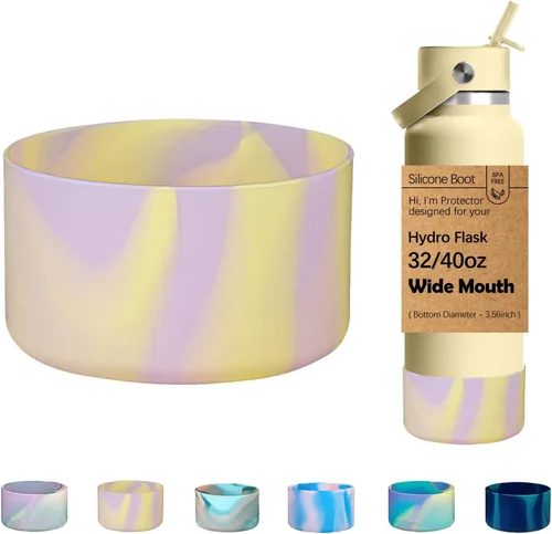 Vista 23 de WK IEASON Base protectora de silicona para botellas Hydro Flask de 12 a 24 onzas de ancho y boca estándar, funda antideslizante para accesorios de 2