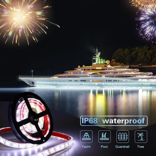 Vista 2 de Tira de luces LED marinas, 12 V, 6.56 pies, IP68 impermeable, luces LED subacuáticas, luz interior de barco, luces de cubierta de barco, luces
