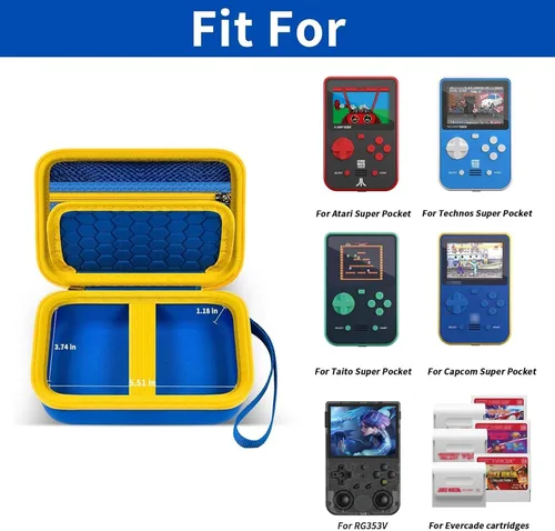 Vista 2 de Comecase Hard Case for G350/ RG353V/ RG353VS/ R36S/ for Atari Super Pocket Retro Handheld Game Console with Mesh Pocket, Handheld Emulator Storage