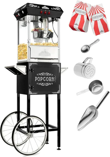 Vista 2 de Olde Midway - máquina de hacer palomitas estilo clásico, con hervidor de agua grande de 8 onzas, Negro