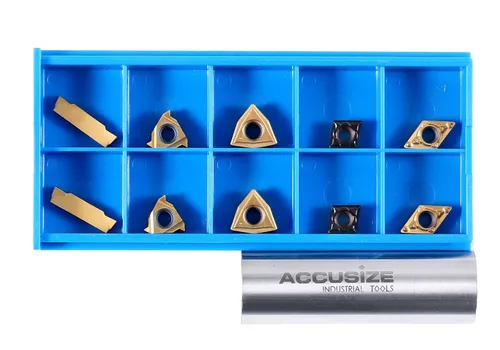 Vista 4 de Accusize Industrial Tools 2 piezas de cada tipo de insertos de carburo para 2387-2003, recubierto de CVD y recubierto de estaño, total 10 piezas