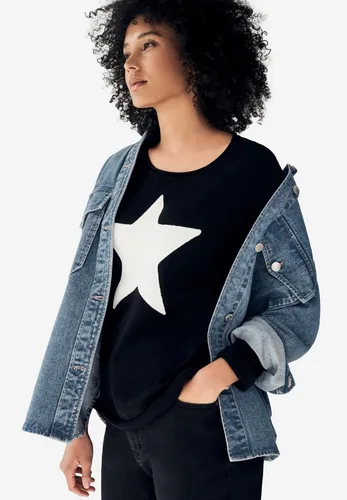 Vista 4 de ellos Suéter con apliques de estrella para mujer, talla grande