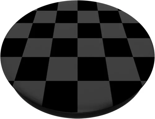 Vista 2 de Estampado a cuadros de diseño negro y gris para mujeres y hombres, PopSockets PopGrip intercambiable