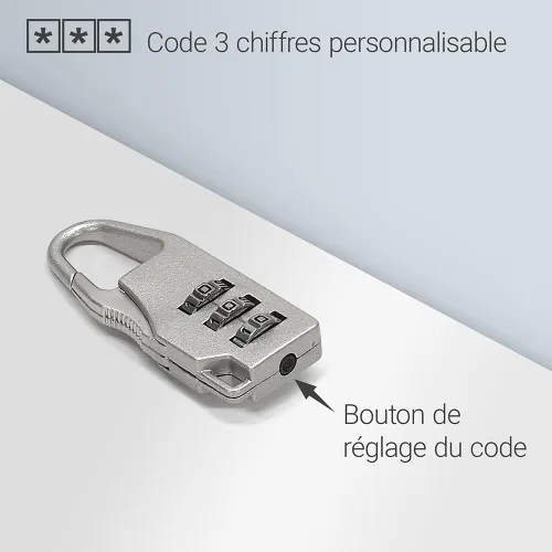 Vista 2 de Mini Combination Lock for Luggage Suitcase Backpack Suitcase 3 Digit Combination Security Security Padlock Zinc Alloy Silver