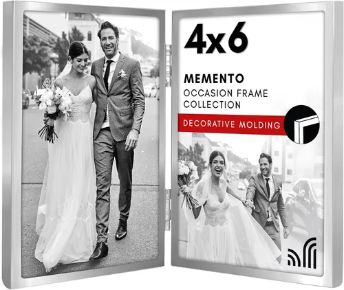 Vista 9 de Americanflat Marco de fotos de metal con bisagras de 4 x 6 pulgadas con vidrio inastillable, moderno marco de fotos de metal que muestra dos fotos