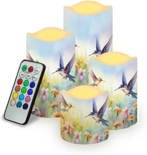 Vista 26 de Jeiento American Flag Flameless Candles 4 Pack 4th of July Home Decoration Flower American Flag LED Candles Battery Operated with Timer Remote