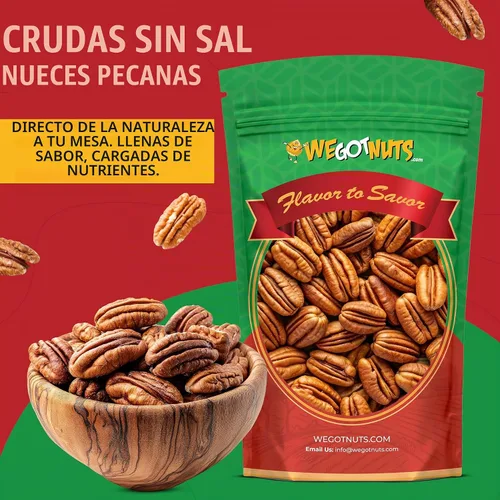 Vista 4 de Dos libras de nueces pecanas crudas, enteras, sin cáscara, crudas, naturales, sin conservantes añadidos, sin OMG, sin PPO, 100% natural We Got Nuts
