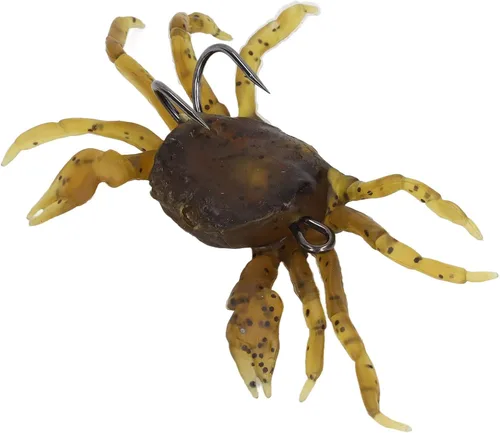 Vista 8 de 8 cebos artificiales de cangrejo, señuelo de cangrejo cranka con ganchos afilados, accesorio de aparejos de pesca, amarillo marrón