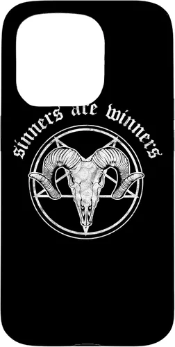 Vista 13 de Funda para iPhone 14 Occult Baphomet Tarot Card Satanic Devil Sinners are Winners