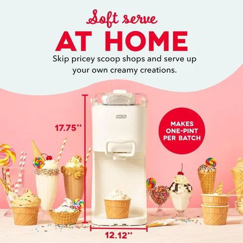 Vista 2 de Dash Máquina de helado suave Yogur congelado, sorbete y gelato – Máquina de helado de encimera para el hogar con tazón congelador, canal