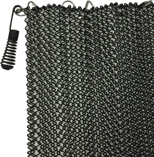 Vista 2 de Pantalla de cortina de malla colgante negra de repuesto para chimenea, dos (2) paneles de 20 pulgadas de alto x 24 pulgadas de ancho con tiradores
