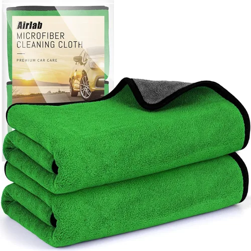 Vista 18 de Airlab - Toallas de microfibra para coche, paño de limpieza para secado, color negro y gris Thick Plush Auto Detailing Super Absorbent for