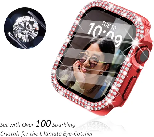 Vista 120 de Surace Bling - Carcasa con protector de pantalla para Apple Watch Series 3, 2, 1 de 1.496 pulgadas