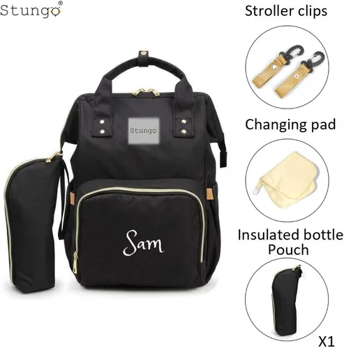 Vista 2 de Bolso de pañales grande personalizado Mochila de monograma de bolsa de pañales personalizada