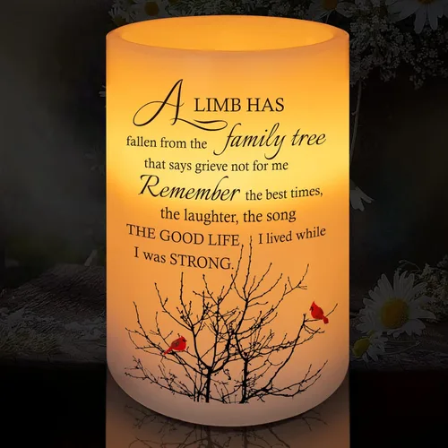 Vista 11 de Vela conmemorativa sin llama, luz LED de cera real con temporizador, regalo de condolencias por pérdida de padre, 6 x 4 pulgadas