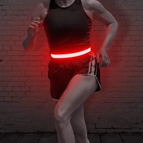 Vista 11 de BSEEN Cinturón LED para correr, cintura LED reflectante recargable por USB, cinturón de luz de seguridad intermitente para corredores, corredores