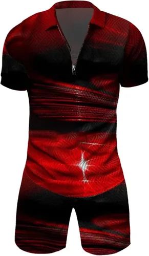 Vista 3 de Fxbar Trajes de 2 piezas para hombre, trajes de vacaciones tropicales, trajes de vacaciones en la playa, camisa a rayas, camisa tropical para hombre