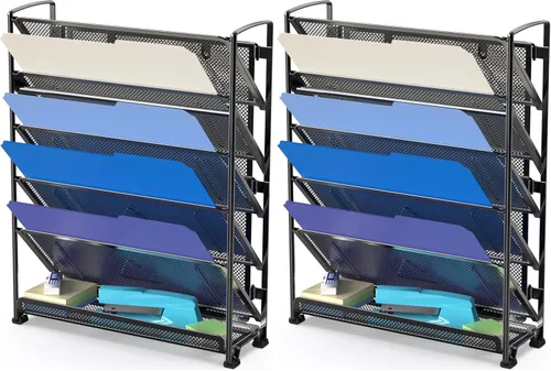 Vista 11 de Simple Houseware Organizador de documentos y cartas para montar en pared, de 6 niveles, negro