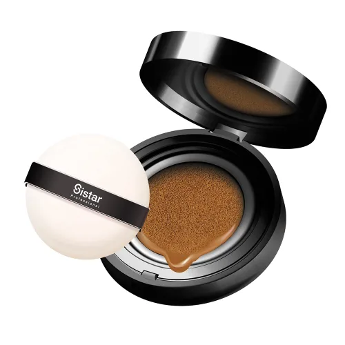 Vista 11 de Sistar Cojín BB para perfeccionar la piel, cobertura completa, de larga duración, base de brillo natural, funda On The Go con espejo (profundo)