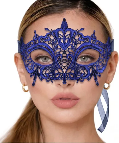 Vista 14 de Masquerade Mask For Women Lace Masquerade Mask for Masquerade Party, Proms, Venetian Party, Mardi Gras, Halloween & Cosplay Ana Bg Pluma de Pavo Real