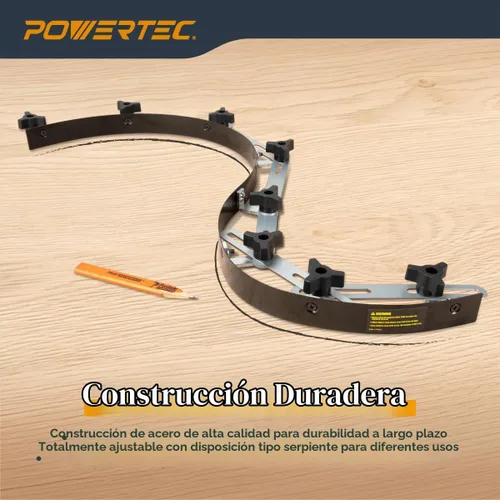 Vista 2 de POWERTEC Regla de plantilla de curva flexible de 37 pulgadas, curva de madera, tira de perfiles de carpintería, herramienta de plantilla de acero