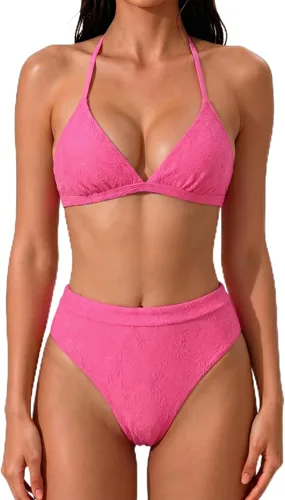 Vista 41 de SUUKSESS - Conjunto de bikini de dos piezas para mujer, con cintura alta y corte sexy, estilo triángulo 127 verde militar