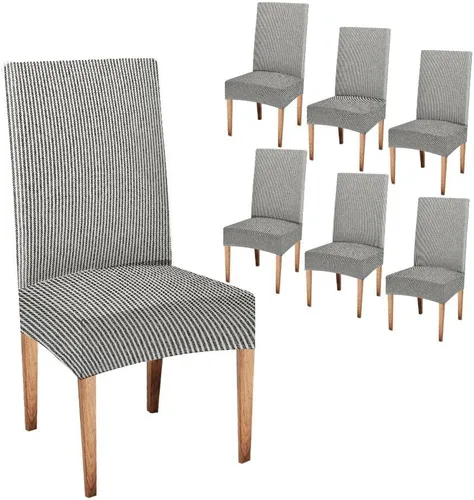 Vista 46 de TOMWISH Juego de 2 fundas para sillas de comedor, color turquesa y gris, fundas elásticas para sillas Parsons, de elastano, lavables, protectores