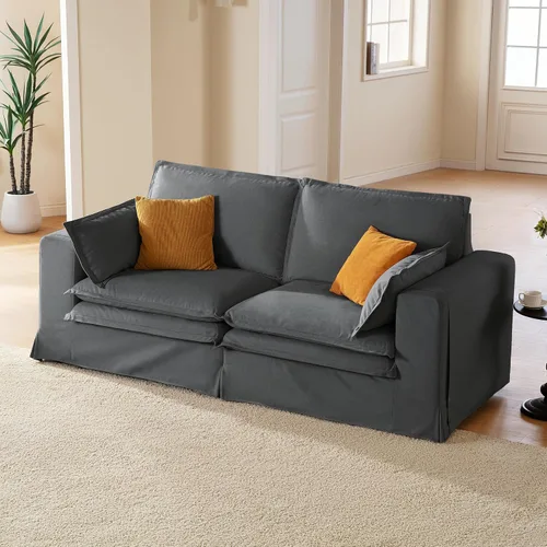 Vista 29 de Juego de sofá de 2 piezas de gran tamaño de 125 pulgadas para sala de estar, funda extraíble lavable, cómodo sofá nube de 3 plazas y sofá biplaza