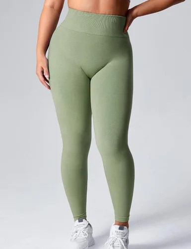 Vista 3 de YEOREO Leggings de entrenamiento sin costuras para mujer, cintura alta, levantamiento de glúteos, pantalones de yoga para gimnasio
