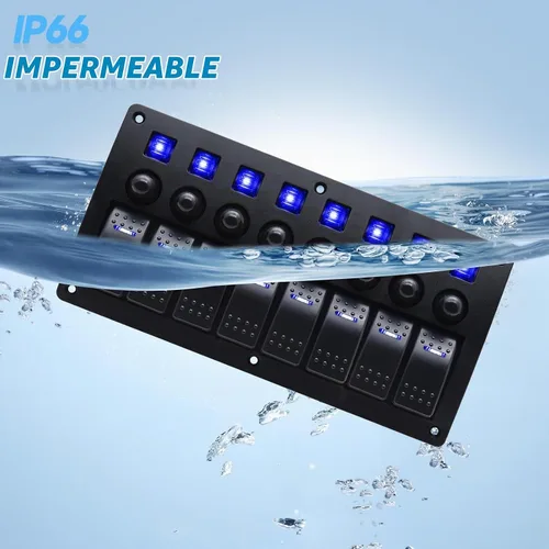 Vista 3 de El panel de interruptor marino de 8 cuadrillas, prenda impermeable del Azul