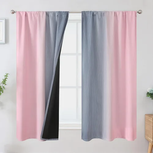 Vista 61 de Estelar Textiler Cortinas oscurecedoras beige y blanco grisáceo de 45 pulgadas de largo, cortinas graduadas con bloqueo de luz para baño, cortinas
