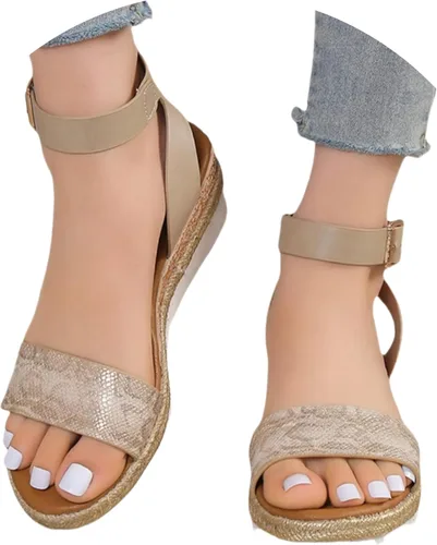 Vista 9 de Sandalias ortopédicas para mujer, tacones de cuña para mujer, pantuflas de caminar con soporte de arco, sandalias de cuña de verano elegantes